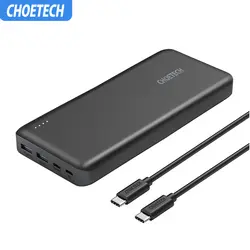 CHOETECH 20000 мАч Зарядное устройство для samsung usb type C зарядка для мобильного телефона Xiaomi портативное зарядное устройство для iPhone XS max x 8 plus