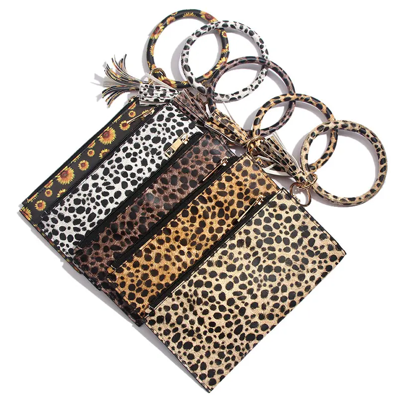 JUST FEEL модный многофункциональный браслет из искусственной кожи, брелок и Леопардовый кошелек для телефона, кошелек для монет, сумка, брелок для ключей, аксессуары для женщин и девочек