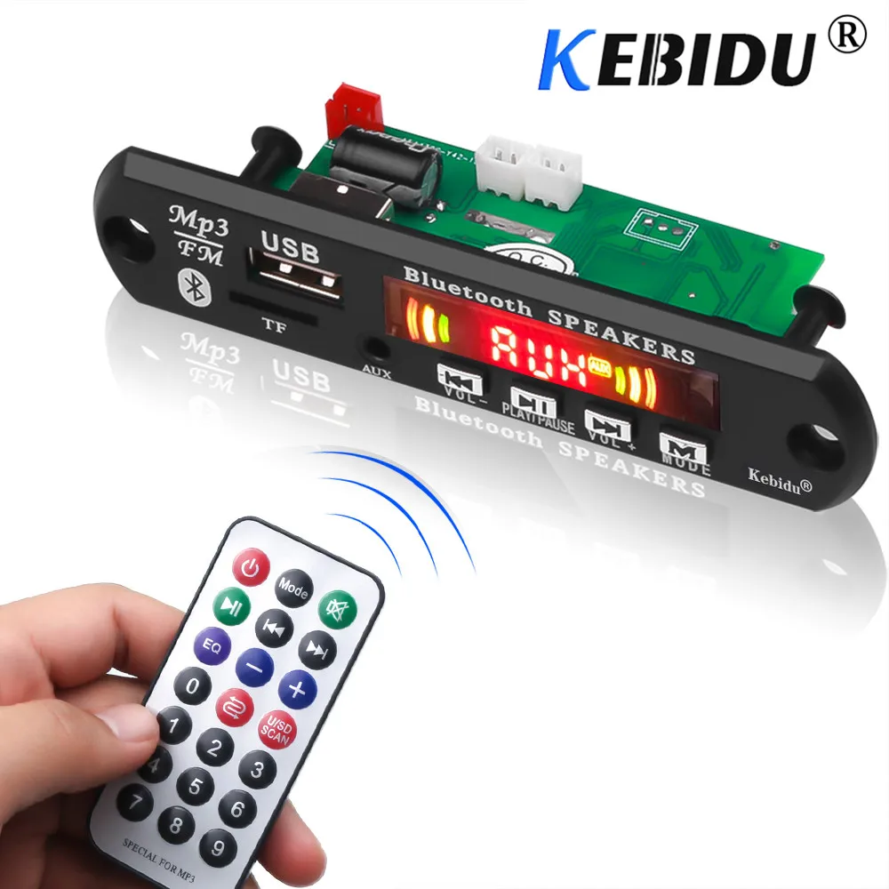 Kebidu Hands-free MP3 плеер декодер доска 5 в 12 В Bluetooth 5,0 6 Вт усилитель автомобиля модуль fm-радио Поддержка FM TF USB AUX рекордеры