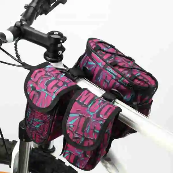 

4-in-1 Bike Bag Double Saddle Shape Reflective Front Frame Tube Camera Case Messenger Bags Outdoor Cycling Accessories