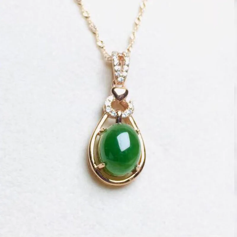 925 пробы серебро яшма Хотан бисер из зеленого нефрита инкрустация дизайн счастливый кулон+ цепочка ожерелье ювелирные украшения подарок