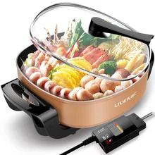 Корейский стиль многофункциональный 5.5L большой емкости мода изысканный нержавеющая сталь электрический горячий горшок электрическая сковорода