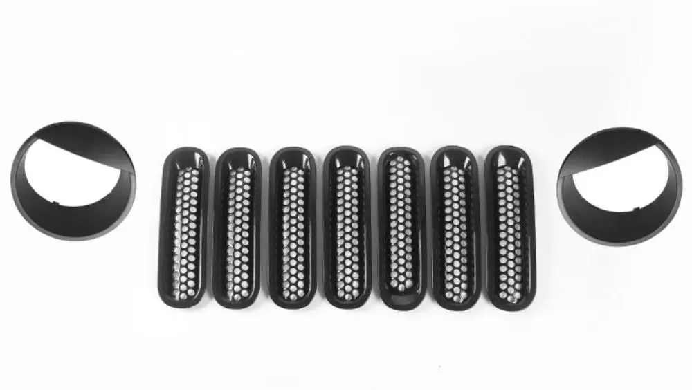 Black 9PCS ABS хром автомобиль Стайлинг передние фары крышка рамка отделка наружное украшение 2шт 9 шт для Jeep Wrangler JK 2007- аксессуары - Цвет: Black 9PCS