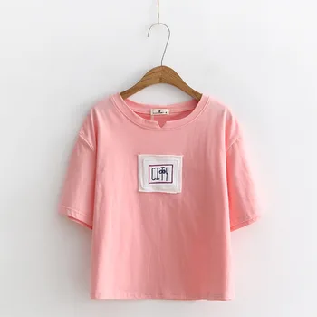 

2018 new summer wear t shirt sexy shirt short sleeves students' loose fitting cartoon design round neck bodysuit