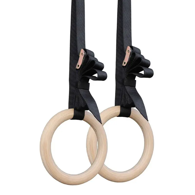 Wood Gym Rings Wooden Gymnastic Rings for Fitness Exercise Gym Gymnast Rings 