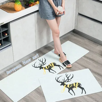 

kitchen rug foot mat wear-resistant antiskid area rug for bedroom household waterproof and oil-proof PVC leather rug kitchen