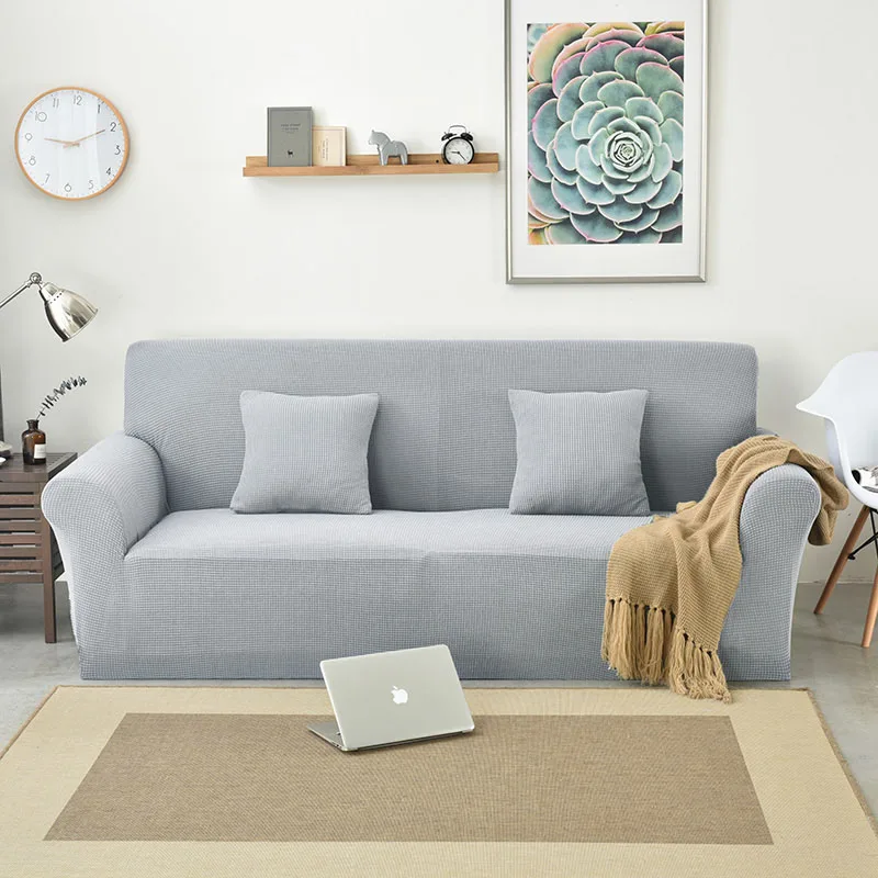 Silvery Grey Из Полар-флиса диванных чехлов для Гостиная однотонные Цвет эластичный чехол для дивана домашний декор полный Обёрточная бумага диван безрукавка 1/2/3/4 местный - Цвет: Silvery Grey