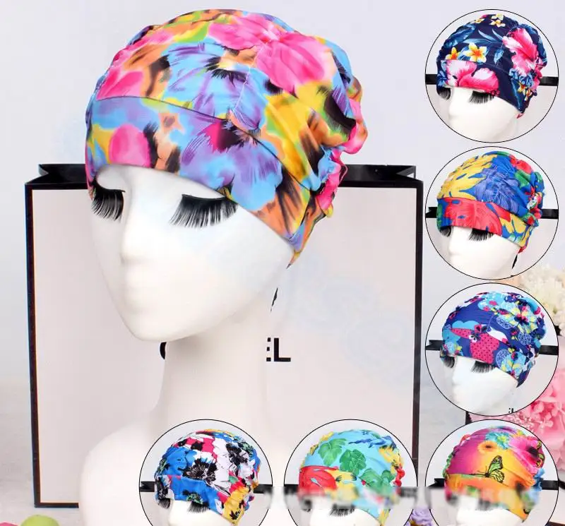 Women's Long Hair Swim Cap, Stretch Hat, Drape, Bathing, Swimming Cap, Stretch, Sports, Seaside Fold, Sexy Lady, Girls 5