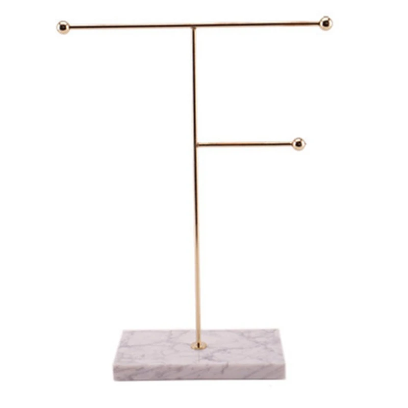 

Nordic Metal Golden Storage Rack with Marble Base Chic Ins Modern Jewelry Ring Necklace Earring Display Rack Holder Desk Decor