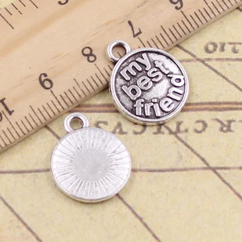 

10pcs Charms Plates My Best Friend 18x15mm Antique Silver Color Pendants Making DIY Handmade Tibetan Finding Jewelry