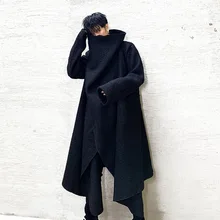 Мужская Уличная одежда в японском стиле, винтажная Готическая шерстяная куртка-кардиган, верхняя одежда, мужская зимняя Длинная ветровка, пальто для сцены Hombres
