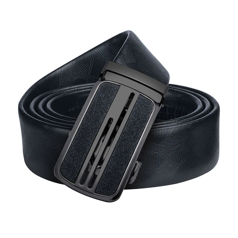 Hi-Tie 3+ 2 Подарочный набор ремней в коробке, мужской черный ремень из натуральной кожи, брендовый дизайнерский автоматический ремень с пряжками, металлический ремень для мужчин s - Цвет: DK-0009-DE-A