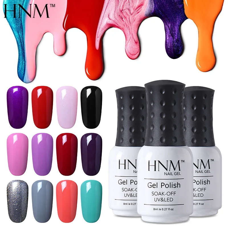  HNM 8ml Gel Varnish Nail Art Soak Off Gel Polish Vernis Semi Permanent UV Gel Nail Polish Red Blue 