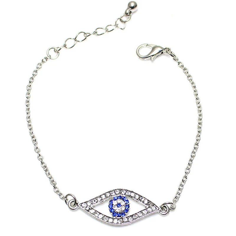 Браслет цепочка Серебряного и золотого цвета с голубым глазом|chain bracelet|lucky eyebracelet