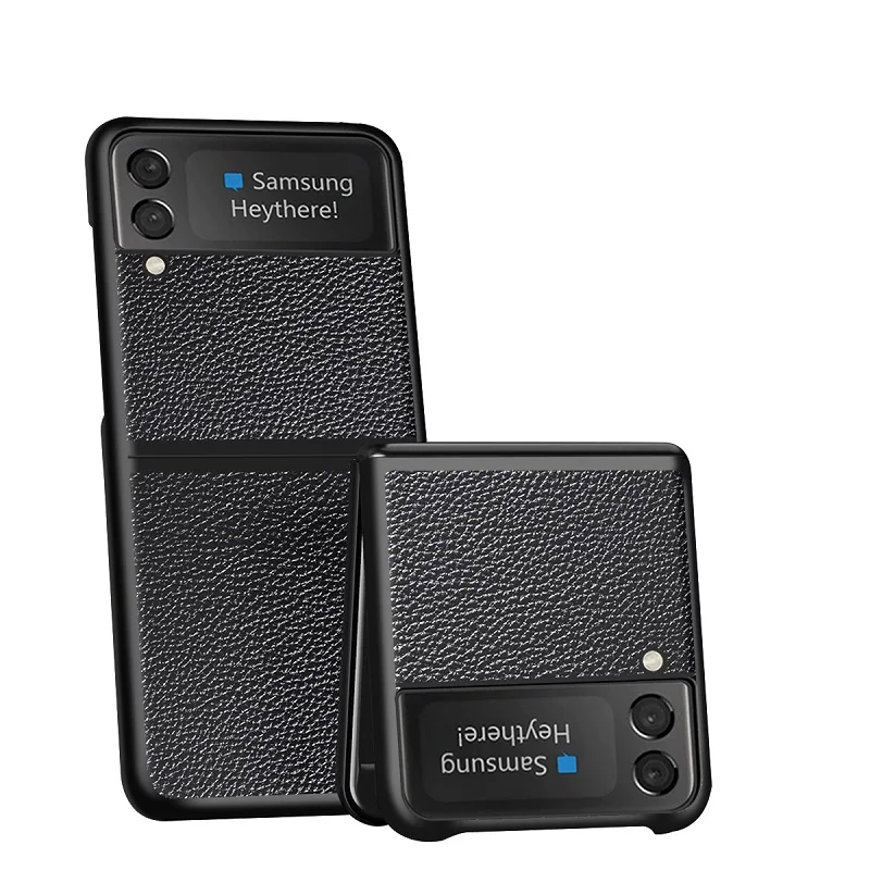 For Samsung Galaxy Z Flip 3 Flip3 5G Case Genuine Leather Cross Pattern Full Protective Shockproof Back Cover Capa Fundas
