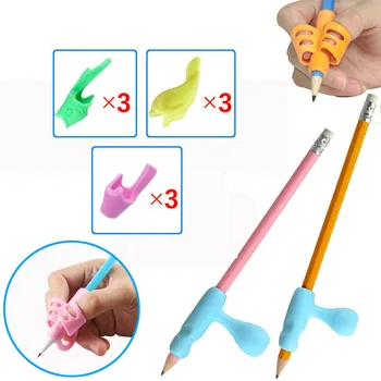 

3pc Pen Holder Neutral Primary School Childrens Pencil Stationery Soft Rubber Correction Grip Posture Practise Writing Sharpener