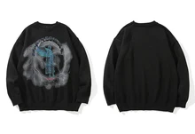 Men Hip Hop Knitted Jumper Sweaters Angel Lightning Printed Streetwear Harajuku Autumn Oversize Hipster Casual Pullovers