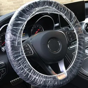 

100Pcs Universal Car Steering Wheel Covers Clear Elastic Disposable Waterproof Anti-dust Anti-dirty Auto Steering Wheel Covers
