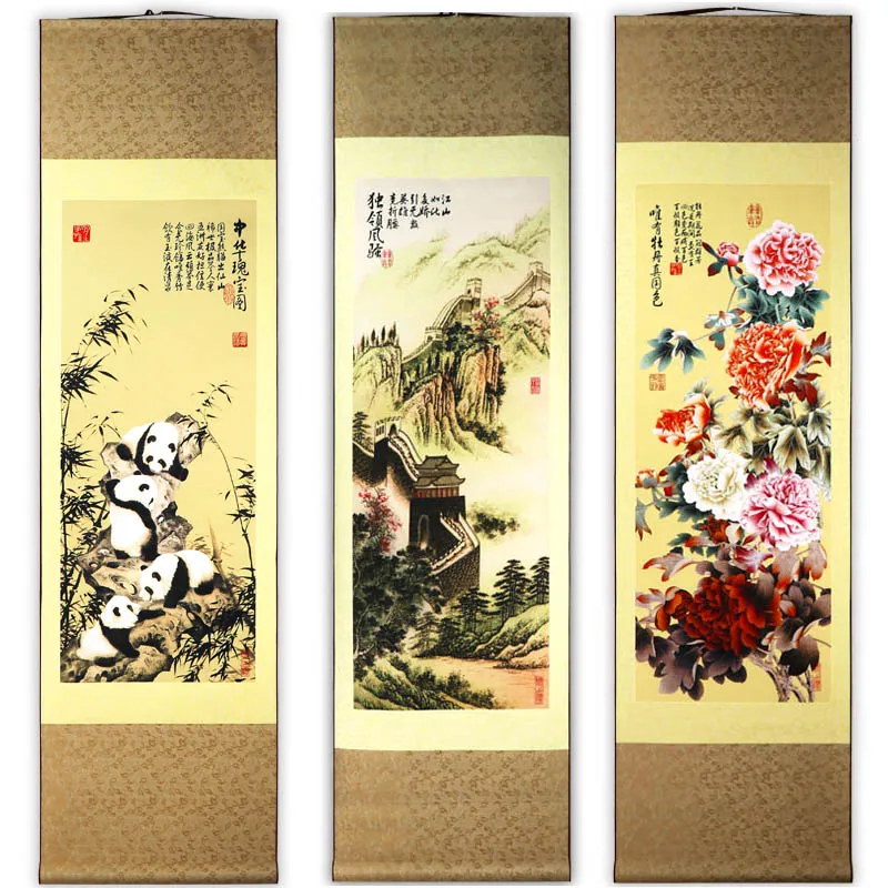 

Panda Bamboo Flower Landscape Blessing Oil Painting Flowers Canvas Painting For Living Room Wall Art Home Decor Landscape Print