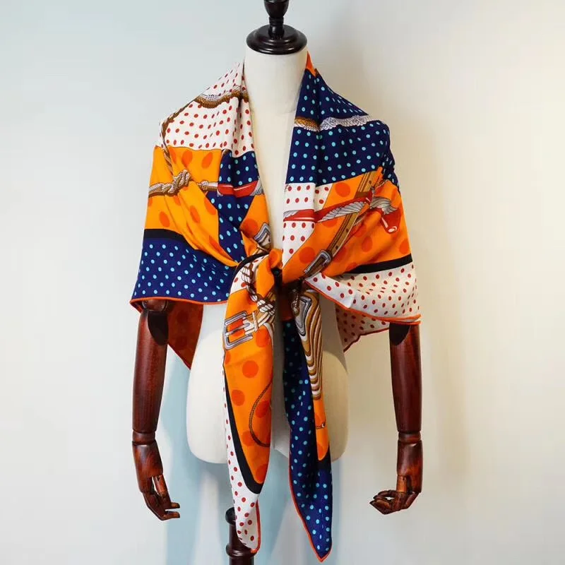 Новое поступление, дизайнерский шарф с цепочкой в горошек, 70% кашемир, 30% шелк, большой шарф, 135*135 см, теплая Модная шаль для женщин и девушек