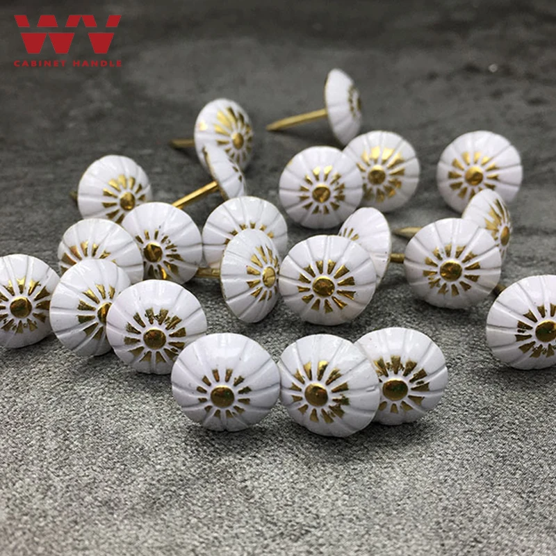 Painted Bubble Nail Sofa Nail Decoration Thumbtack Tack Antique Round Head Can Wall White Flower Hardware