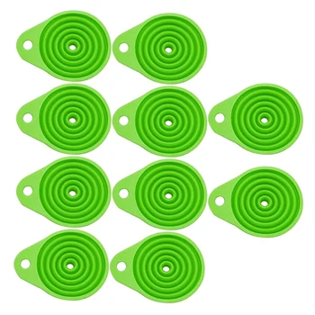 

AFBC 10 Pcs for Mini Foldable Funnel Silicone Collapsible Funnel Kitchen Cooking Tools (Green)