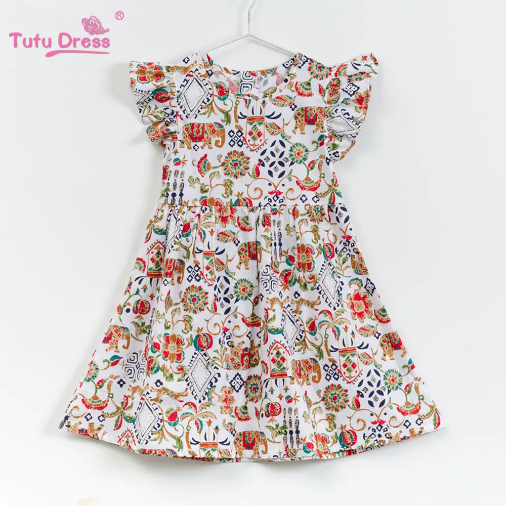 Girls Summer Dress Kid O-neck Floral Print A-line Dresses Cute Princess Children Clothes Beach | Детская одежда и обувь