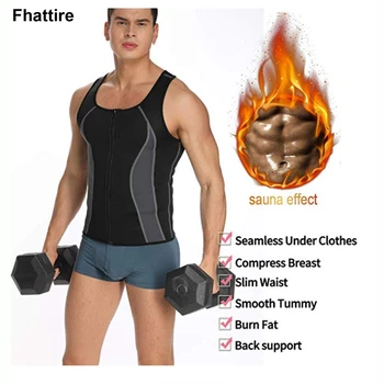 

Men Sweat Gym Neoprene Slimming Suit Weight Loss Body Shaper Shapewear Ultra Neoprene Tight-fitting Trainer Large Size S-3XL