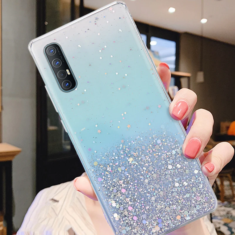 Чехол для OPPO A92 A92S A52 A91 A9 2020 A83 A79 A73 A71 A59 A57 A1K K5 K3 F11 F9 F7 прозрачный с блестками |
