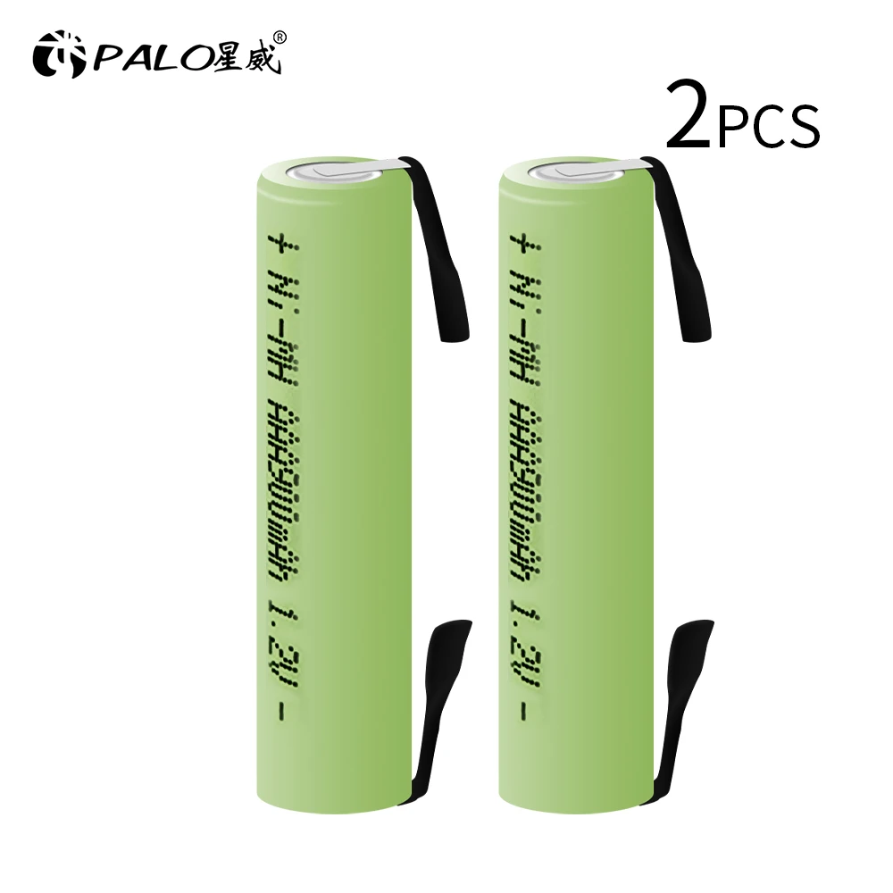 

PALO 2-16pcs AAA 900mAh 1.2V NIMH Rechargeable Battery Green Shell with Welding Tabs For Philips Electric Shaver Razor Toothbrus