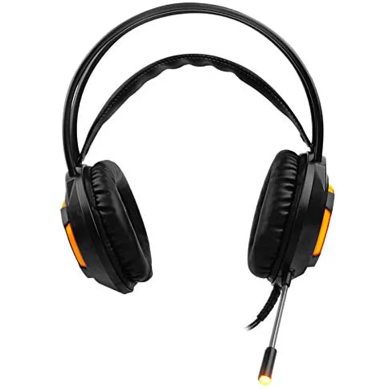 AJAZZ AX120 Stereo Gaming Headset Noise Cancelling over Ear Headphones with Mic Bass Surround Orange LED Light