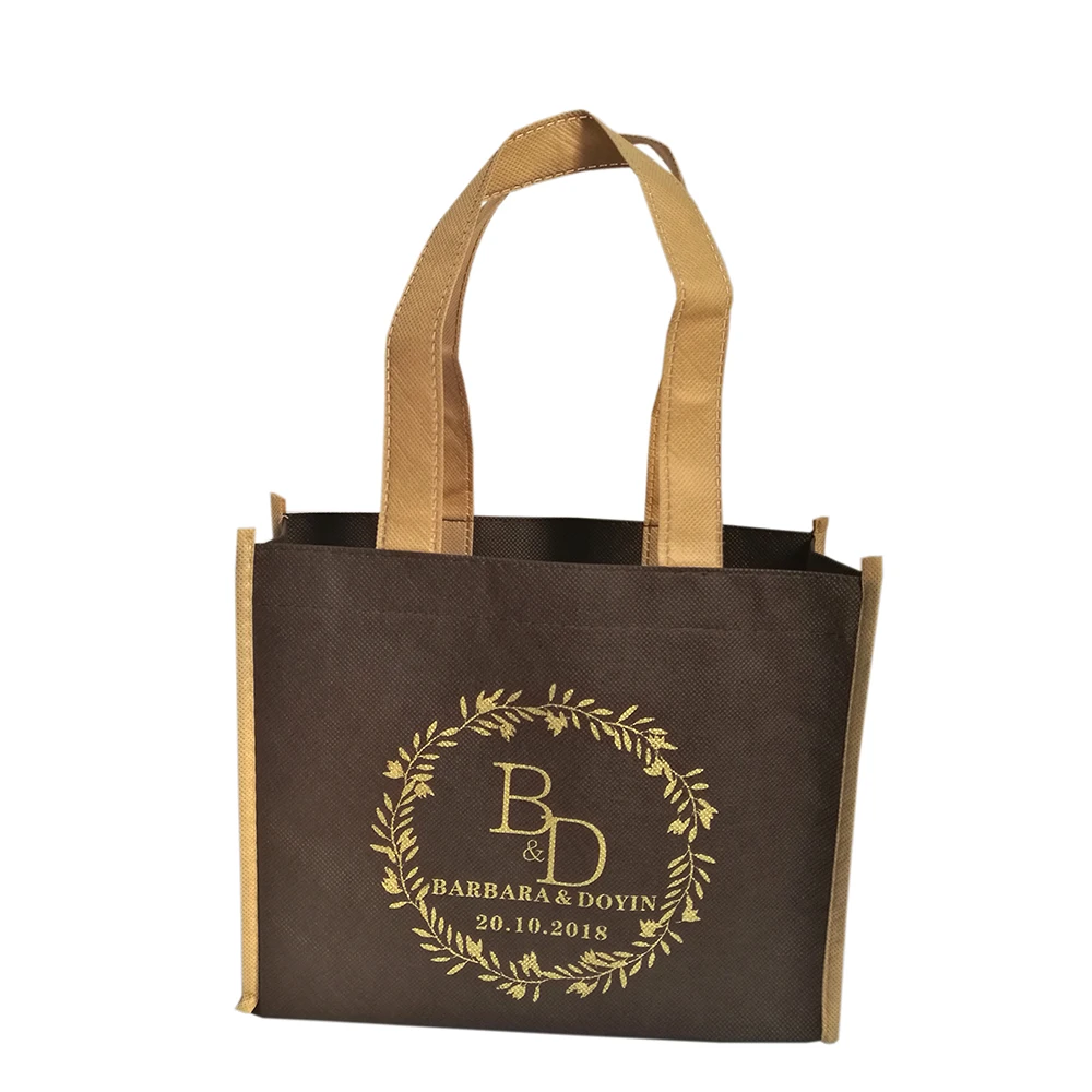 1000 шт./лот, маленькая многоразовая коричневая Нетканая сумка для покупок, женская и мужская сумка для покупок, Экологичная сумка для аксессуаров, фруктов