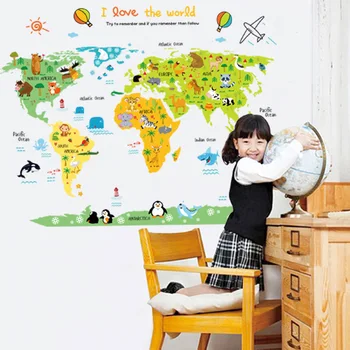 

Abc1049 Map Stickers Cute Cartoon Room Kindergarten CHILDREN'S Room Adhesive Paper Circles Wall Stickers
