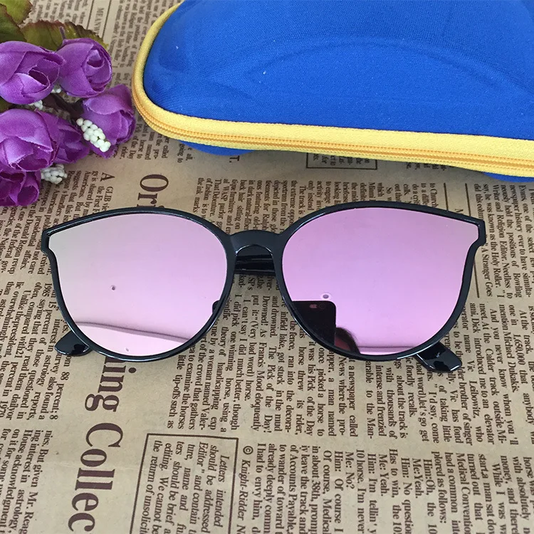 Милые детские солнцезащитные очки suqare, бренд, детские солнцезащитные очки для мальчиков и девочек, oculos de sol infantil - Цвет линз: pink-mirror