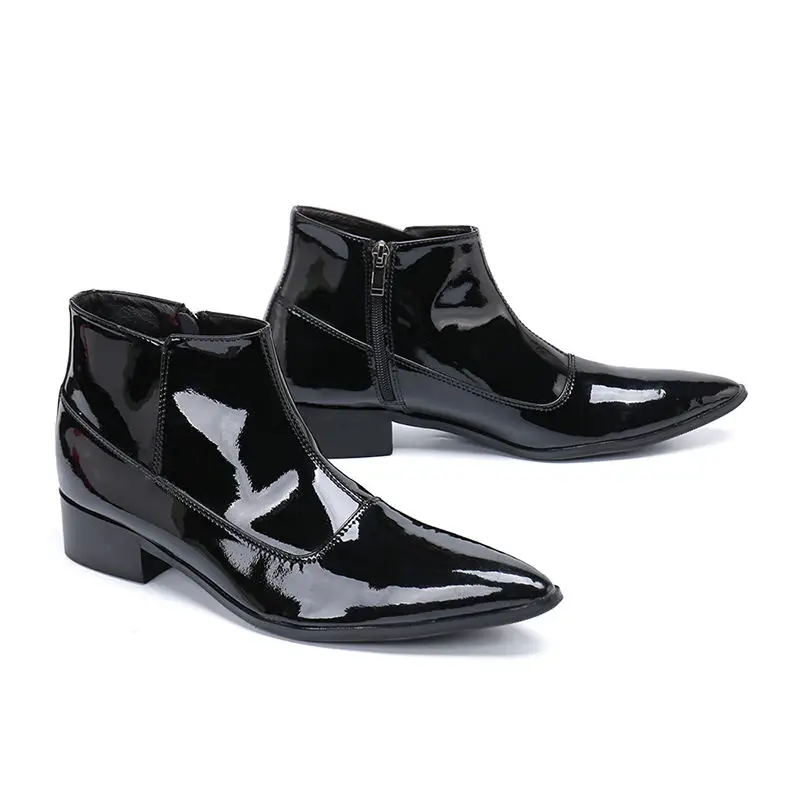 Botas masculina/Черные Блестящие ботильоны челси из лакированной кожи; Мужские модельные ботинки с острым носком; bota militar; мужские ботинки; сезон зима-осень
