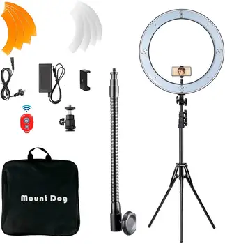 

Photo Studio lighting LED Ring Light 18Inch Touch Control Photography Dimmable Ring Lamp With 2M Stand for Portrait,Makeup,Video