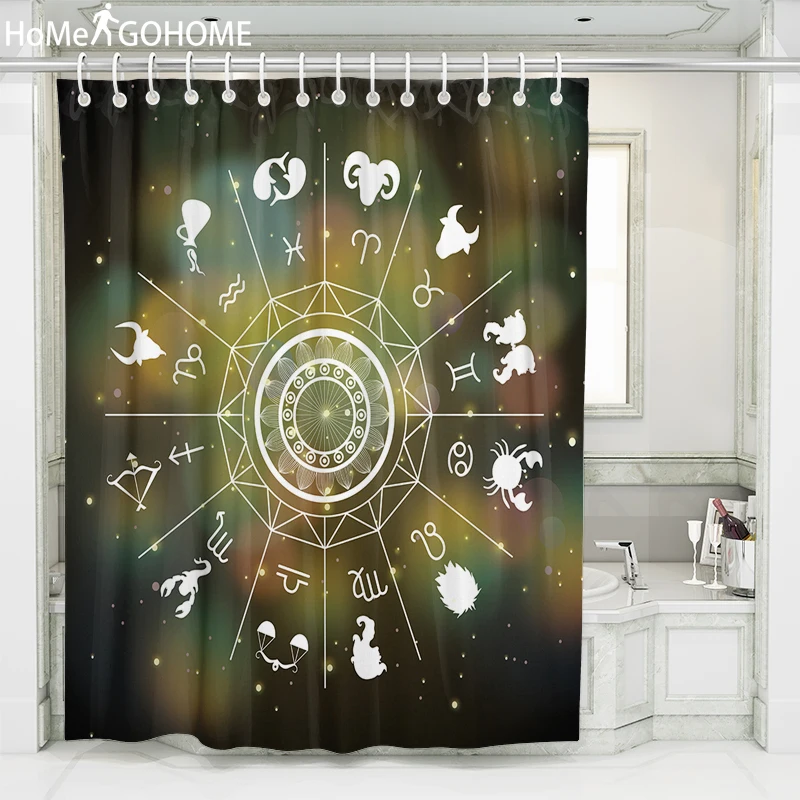 

Retro Mandala Shower Curtain Constellation Divination Witchcraft Bathroom Waterproof Shower Curtain 3D Curtains for Bath Shower