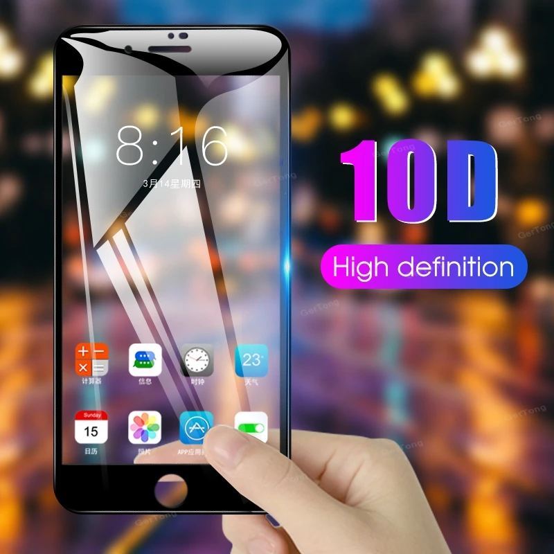  10D Gebogen Gehärtetem Glas Für iPhone 7 8 Plus 6 6S Plus Volle Abdeckung Screen Protector Für iPho