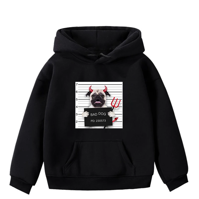Милые толстовки для детей толстовки с длинными рукавами с принтом «Bad Dog» и «Bad Dog» унисекс повседневные модные толстовки