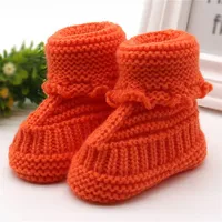 Handmade Newborn Baby Boys Girls Crib Shoes Infant Boys Girls First Walkers Crochet Knit Winter Warm Booties Toddler Warm Shoes 2