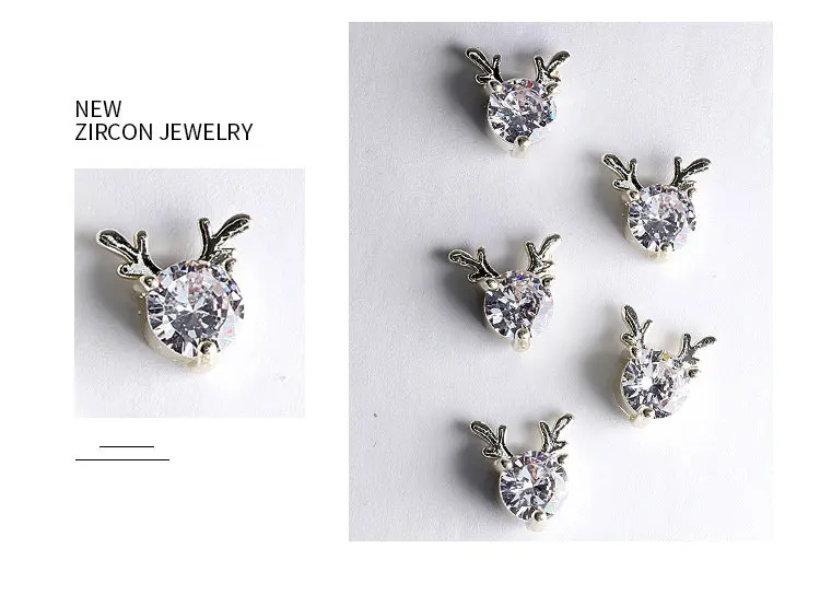 10 teile/los Weihnachten Elch Deer Winter Zirkon Kristalle Strass Schmuck Nail art Dekorationen Nägel Zubehör Charms Liefert – Detail 7