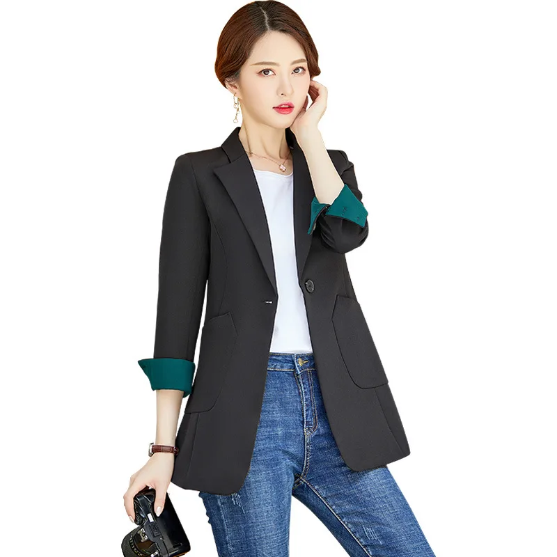 

Black Blazer Jacket 4XL Plus Size Women 2019 Business Work Lady Single Button Full Sleeve Long Blazer Overalls HJJ801925