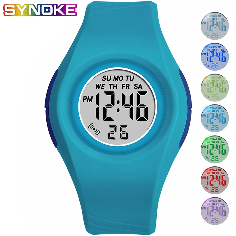 

PANARS Kids Digital Watch Colorful Luminous Wristwatch Student Children's Blue Watch For Girls Boys Clock Silicone Child Watch