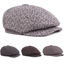 Мужские береты, шапки, зимние вязаные Восьмиугольные шапки, повседневные Шапки для гольфа