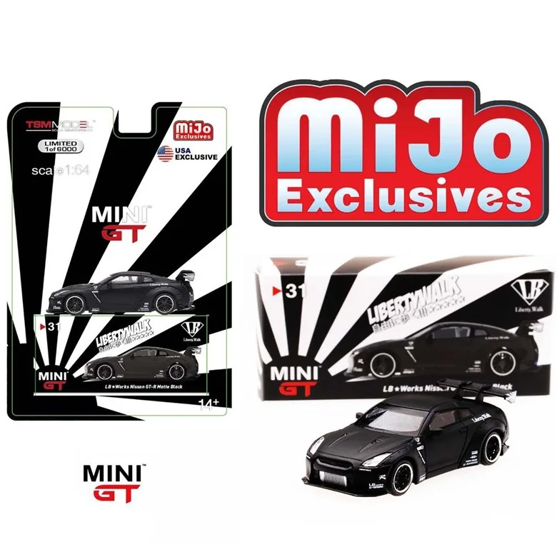 

MINI GT 1:64 LB Liberty Walk Nissan GT-R R35 MIJO USA Exclusive Matte Black LHD Tsm Model Diecast Model Car