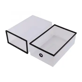 

5 Storage Boxes Foldable Shoe Box Organizer Shoe Storage Bag Box Double Plastic Black