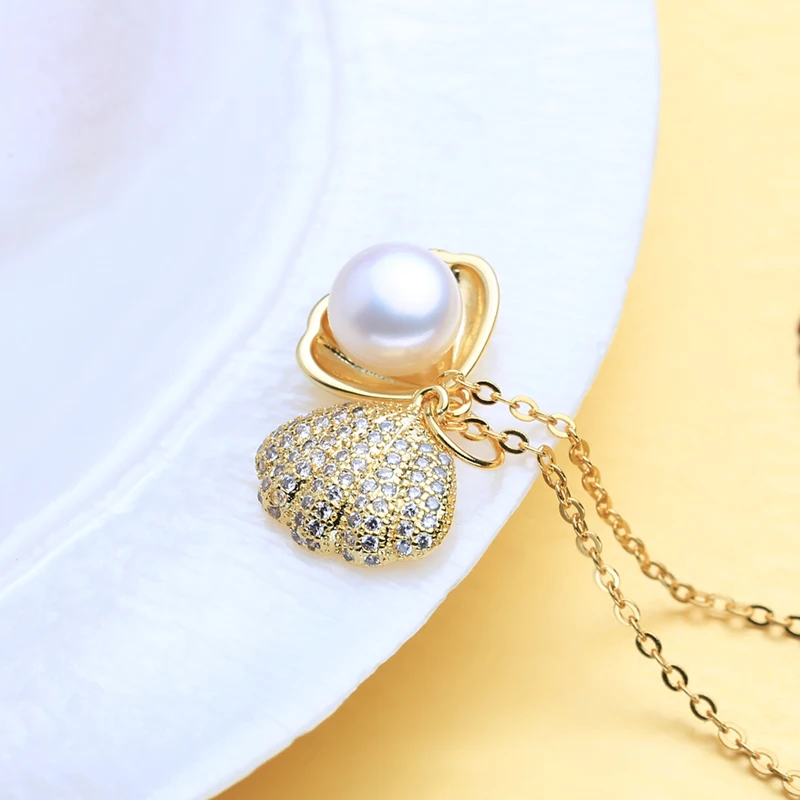 FENASY 925 Ювелирные наборы из стерлингового серебра натуральный жемчужный кулон ожерелье с раковинами модные корейские серьги золотого цвета