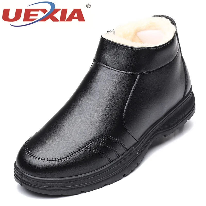 UEXIA мужские ботинки зимняя обувь Теплые ботильоны botas hombre Деловая одежда