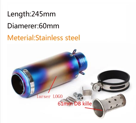 a12-60mm 51 мм/60 мм выхлопная труба мотоцикла с DB killer выхлопная труба мотоцикла глушитель для gp-project выхлопная труба из углеродного волокна - Цвет: a12-60mm
