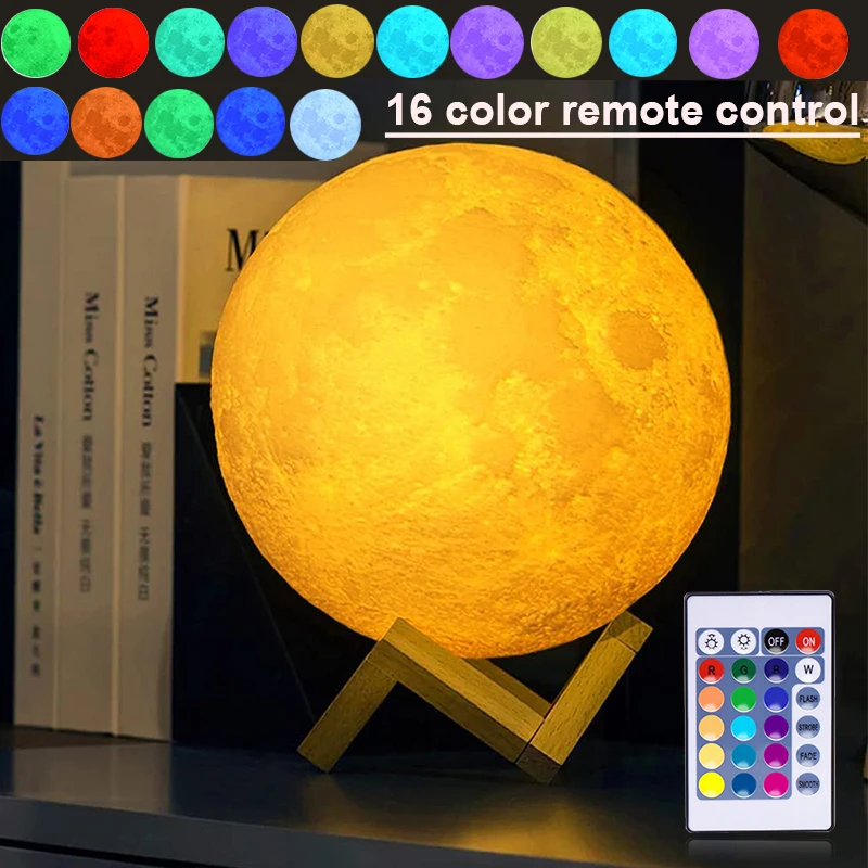 Луна ночник галактика лампа USB заряжаемая 16 видов цветов LED 3D Звезда свет изменить